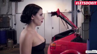 BUMSBUERO - Naughty German Brunette Got Her Eyes On The Mechanic - LETSDOEIT