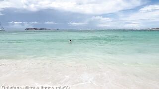 Wife fucks a random fit guy on nudist beach while hubby is recording, Slut wife getting fucked on nudist beach by stranger,
