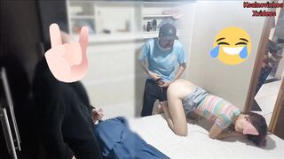 "Prank with wife" blindfolded her and in the middle of sex my friend entered without her knowing!