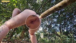 I SPREAD MY SMALL PUSSY WHEN I WENT TO THE WOODS TO PUT IN A DICK