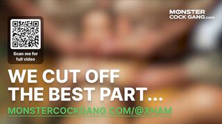 MONSTER COCK GANG: Petite Stepdaughter's Cunt Rides on Stepfather's Cousins